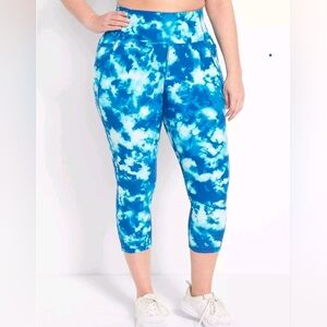 LIVI Lane Bryant Wicking Capri Tie-dye Plus Size Leggings w/Pockets Size 26/28